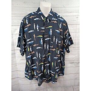 Untied Hawaiian Shirt Shark Fish Sz XL XLT Short Sleeve